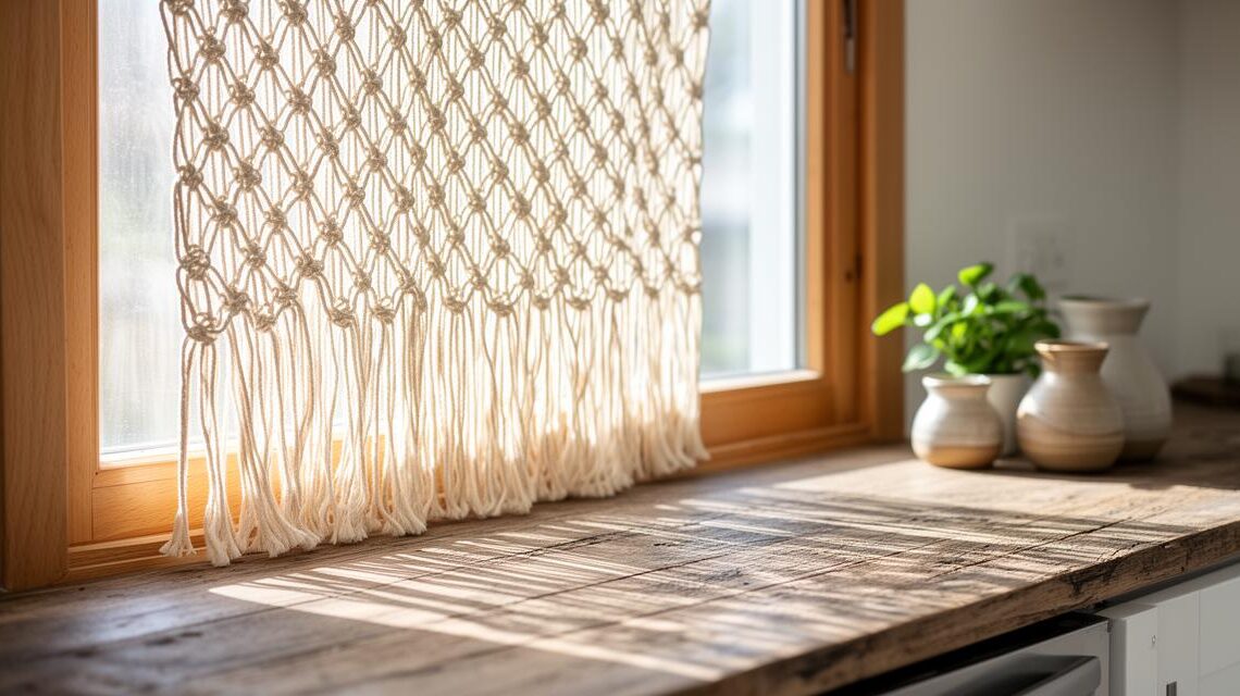 Rideau macramé cuisine : installation facile et décoration tendance pour vos brise-bise